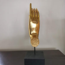 Golden Buddha Hand Wood Sculpture